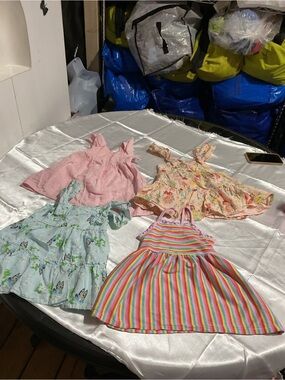 Toddler Girls' Summer Dress Lot - Pink, Floral, Aqua, Rainbow Stripe